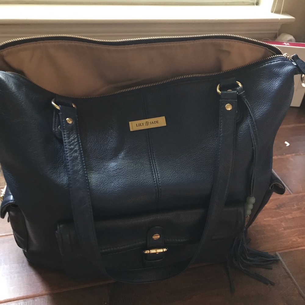 Lily Jade Meghan in navy blue leather
